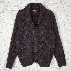 Banana Republic Wool Linen Chunky Cable Knit Shawl Collar Cardigan